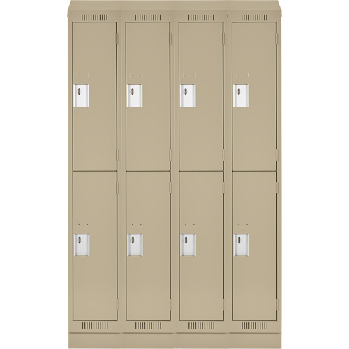 Clean Line Lockers, 2 -tier, Bank of 4, 48" x 18" x 82", Steel, Beige, Rivet (Assembled) Action Paper