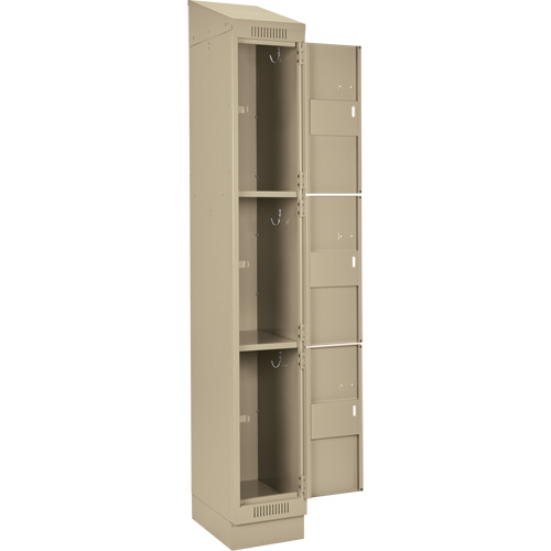 Clean Line Lockers, 3 -tier, Bank of 4, 48" x 18" x 82", Steel, Beige, Rivet (Assembled) Action Paper