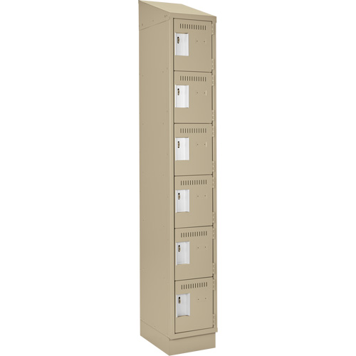 Clean Line Lockerette , 6 -tier, 12" x 18" x 82", Steel, Beige, Rivet (Assembled) Action Paper