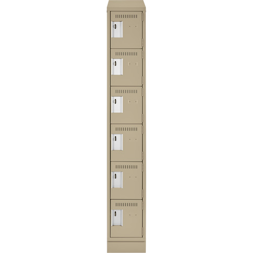 Clean Line Lockerette , 6 -tier, 12" x 18" x 82", Steel, Beige, Rivet (Assembled) Action Paper