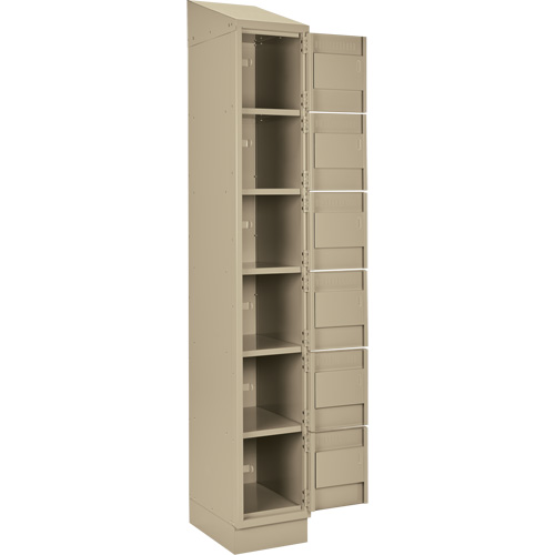 Clean Line Lockerette , 6 -tier, Bank of 4, 48" x 18" x 82", Steel, Beige, Rivet (Assembled) Action Paper