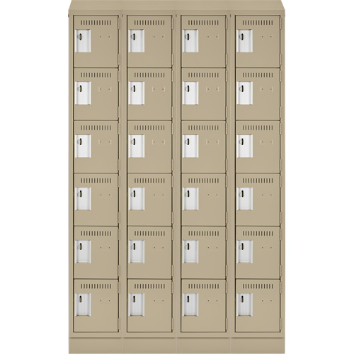 Clean Line Lockerette , 6 -tier, Bank of 4, 48" x 18" x 82", Steel, Beige, Rivet (Assembled) Action Paper