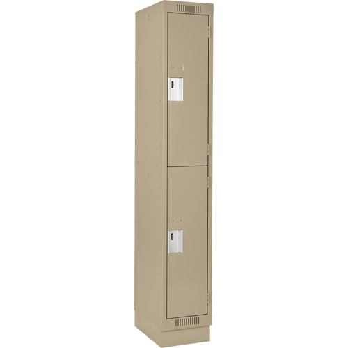 Clean Line Lockers, 2 -tier, 12" x 18" x 76", Steel, Beige, Rivet (Assembled) Action Paper