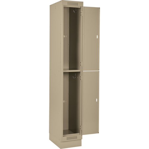 Clean Line Lockers, 2 -tier, Bank of 3, 36" x 18" x 76", Steel, Beige, Rivet (Assembled) Action Paper