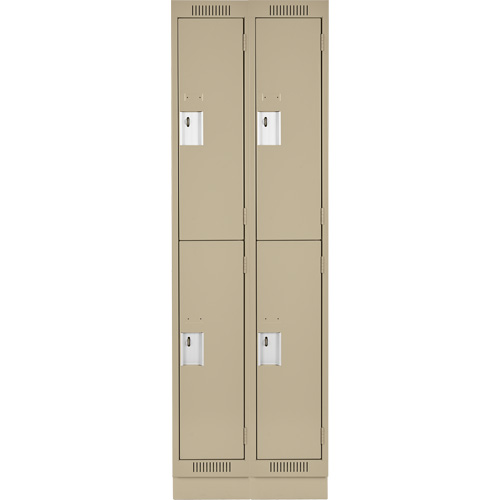 Clean Line Lockers, 2 -tier, Bank of 2, 24" x 18" x 76", Steel, Beige, Rivet (Assembled) Action Paper