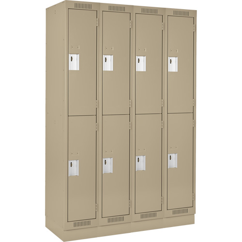 Clean Line Lockers, 2 -tier, Bank of 4, 48" x 18" x 76", Steel, Beige, Rivet (Assembled) Action Paper