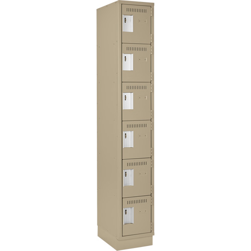 Clean Line Lockerette, 6 -tier, 12" x 18" x 76", Steel, Beige, Rivet (Assembled) Action Paper