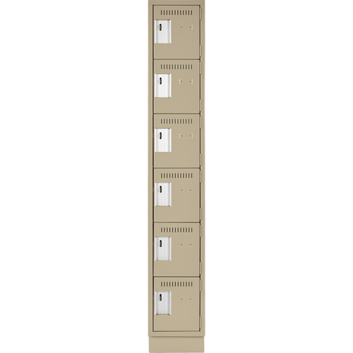 Clean Line Lockerette, 6 -tier, 12" x 18" x 76", Steel, Beige, Rivet (Assembled) Action Paper