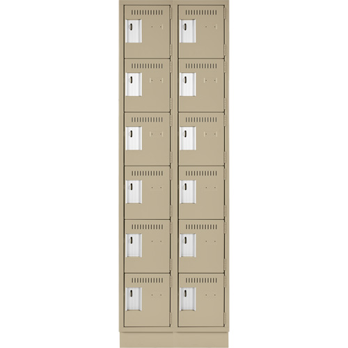 Clean Line Lockerette, 6 -tier, Bank of 2, 24" x 18" x 76", Steel, Beige, Rivet (Assembled) Action Paper