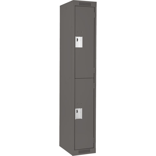 Clean Line Lockers, 2 -tier, 12" x 18" x 72", Steel, Charcoal, Rivet (Assembled) Action Paper