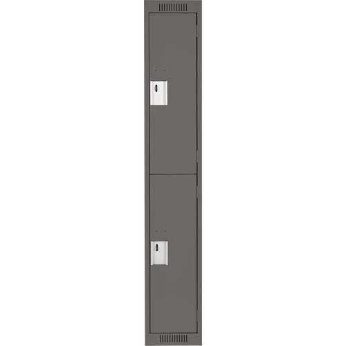 Clean Line Lockers, 2 -tier, 12" x 18" x 72", Steel, Charcoal, Rivet (Assembled) Action Paper