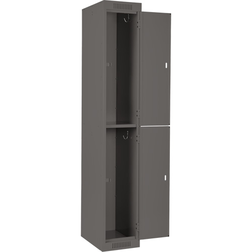 Clean Line Lockers, 2 -tier, Bank of 3, 36" x 18" x 72", Steel, Charcoal, Rivet (Assembled) Action Paper