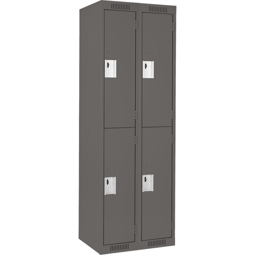 Clean Line Lockers, 2 -tier, Bank of 2, 24" x 18" x 72", Steel, Charcoal, Rivet (Assembled) Action Paper