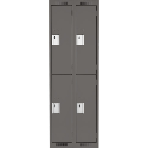 Clean Line Lockers, 2 -tier, Bank of 2, 24" x 18" x 72", Steel, Charcoal, Rivet (Assembled) Action Paper