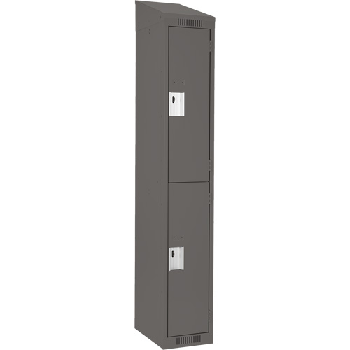 Clean Line Lockers, 2 -tier, 12" x 18" x 78", Steel, Charcoal, Rivet (Assembled) Action Paper