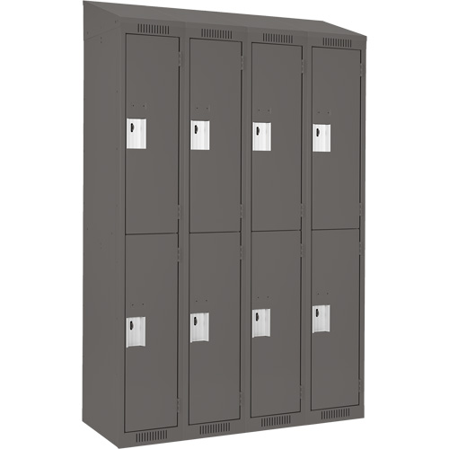 Clean Line Lockers, 2 -tier, Bank of 4, 48" x 18" x 78", Steel, Charcoal, Rivet (Assembled) Action Paper