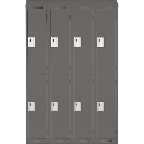 Clean Line Lockers, 2 -tier, Bank of 4, 48" x 18" x 78", Steel, Charcoal, Rivet (Assembled) Action Paper