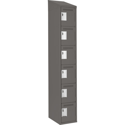 Clean Line Lockerette, 6 -tier, 12" x 18" x 78", Steel, Charcoal, Rivet (Assembled) Action Paper