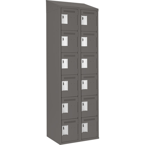 Clean Line Lockerette, 6 -tier, Bank of 2, 24" x 18" x 78", Steel, Charcoal, Rivet (Assembled) Action Paper