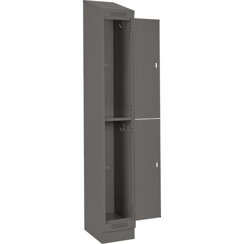 Clean Line Lockers, 2 -tier, Bank of 3, 36" x 18" x 82", Steel, Charcoal, Rivet (Assembled) Action Paper