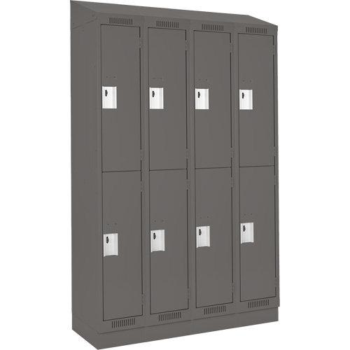 Clean Line Lockers, 2 -tier, Bank of 4, 48" x 18" x 82", Steel, Charcoal, Rivet (Assembled) Action Paper