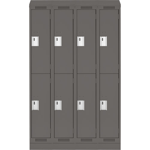 Clean Line Lockers, 2 -tier, Bank of 4, 48" x 18" x 82", Steel, Charcoal, Rivet (Assembled) Action Paper