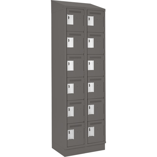 Clean Line Lockerette, 6 -tier, Bank of 2, 24" x 18" x 82", Steel, Charcoal, Rivet (Assembled) Action Paper