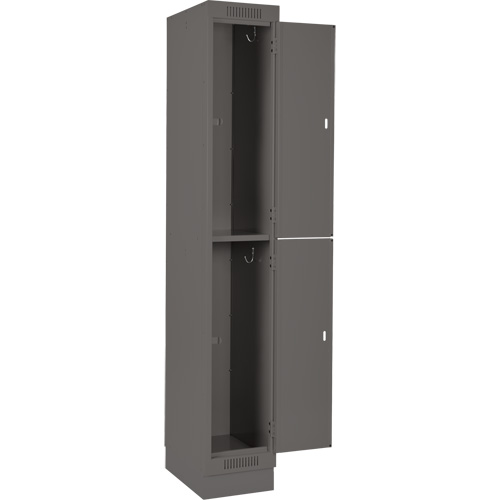 Clean Line Lockers, 2 -tier, Bank of 3, 36" x 18" x 76", Steel, Charcoal, Rivet (Assembled) Action Paper