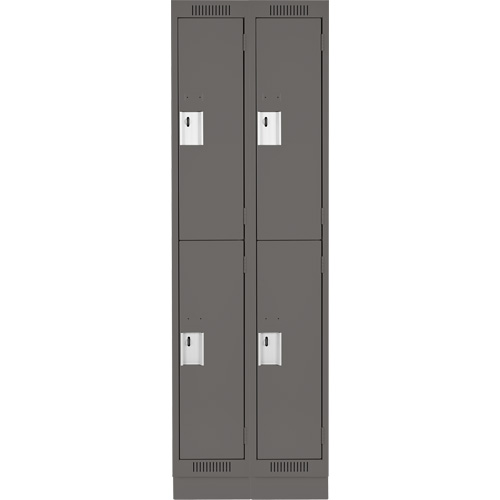 Clean Line Lockers, 2 -tier, Bank of 2, 24" x 18" x 76", Steel, Charcoal, Rivet (Assembled) Action Paper