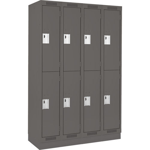 Clean Line Lockers, 2 -tier, Bank of 4, 48" x 18" x 76", Steel, Charcoal, Rivet (Assembled) Action Paper