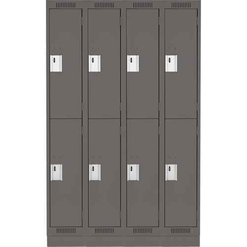 Clean Line Lockers, 2 -tier, Bank of 4, 48" x 18" x 76", Steel, Charcoal, Rivet (Assembled) Action Paper