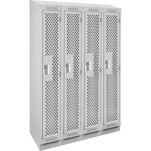 Clean Line Lockers, Bank of 4, 48" x 18" x 82", Steel, Grey, Rivet (Assembled), Perforated Action Paper
