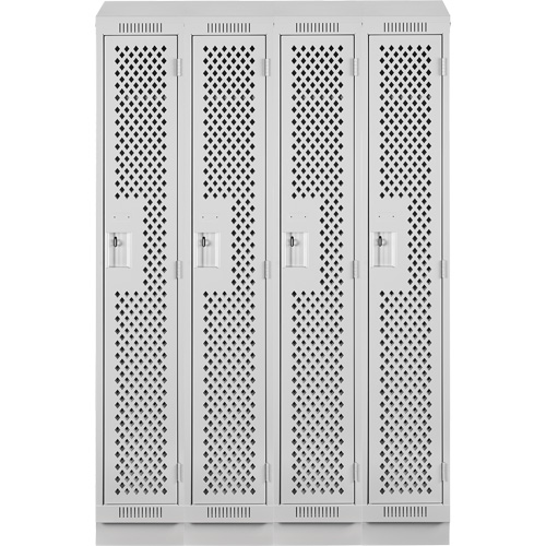 Clean Line Lockers, Bank of 4, 48" x 18" x 82", Steel, Grey, Rivet (Assembled), Perforated Action Paper