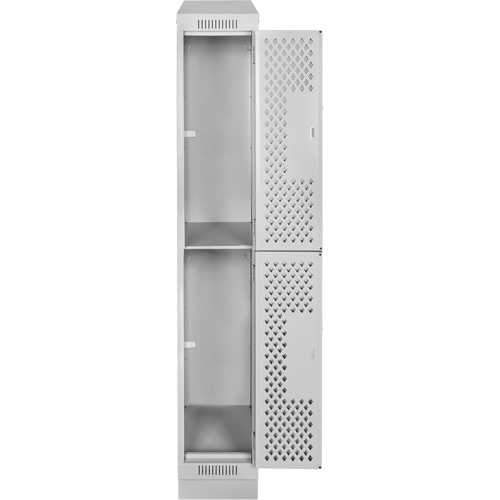 Clean Line Lockers, 2 -tier, 12" x 15" x 82", Steel, Grey, Rivet (Assembled), Perforated Action Paper