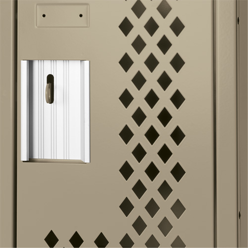 Clean Line Lockers, 2 -tier, 12" x 15" x 72", Steel, Beige, Rivet (Assembled), Perforated Action Paper