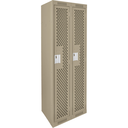 Clean Line Lockers, Bank of 2, 24" x 15" x 72", Steel, Beige, Rivet (Assembled), Perforated Action Paper