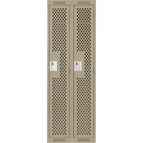 Clean Line Lockers, Bank of 2, 24" x 15" x 72", Steel, Beige, Rivet (Assembled), Perforated Action Paper