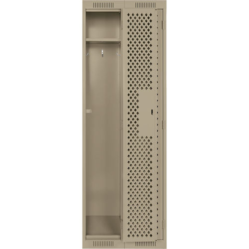 Clean Line Lockers, Bank of 2, 24" x 15" x 72", Steel, Beige, Rivet (Assembled), Perforated Action Paper