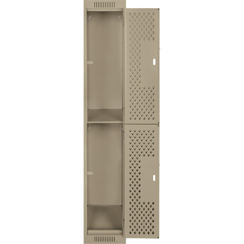Clean Line Lockers, 2 -tier, 12" x 15" x 72", Steel, Beige, Rivet (Assembled), Perforated Action Paper