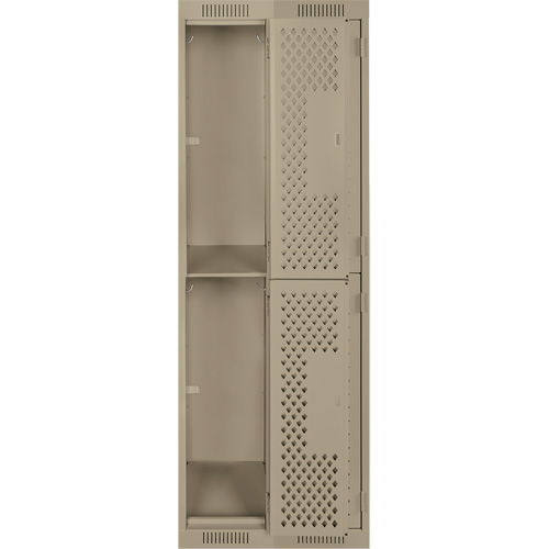 Clean Line Lockers, 2 -tier, Bank of 2, 24" x 12" x 72", Steel, Beige, Rivet (Assembled), Perforated Action Paper