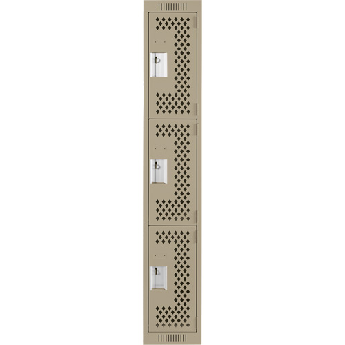 Casiers Clean Line, 3 niveaux, 12" x 12" x 72", Acier, Beige, Rivet (assembl&eacute;), Perfor&eacute; Action Paper