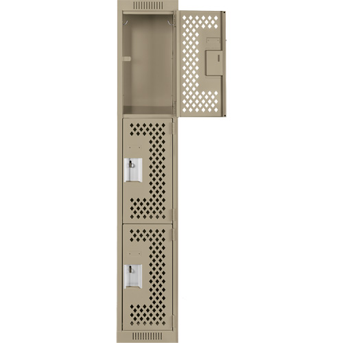 Casiers Clean Line, 3 niveaux, 12" x 12" x 72", Acier, Beige, Rivet (assembl&eacute;), Perfor&eacute; Action Paper