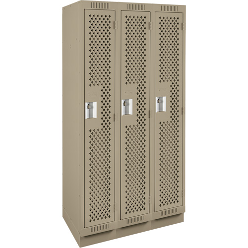 Casiers Clean Line, Bloc de 3, 36" x 18" x 76", Acier, Beige, Rivet (assembl&eacute;), Perfor&eacute; Action Paper