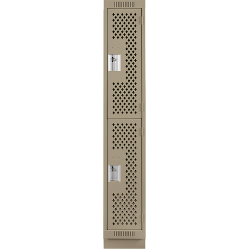 Clean Line Lockers, 2 -tier, 12" x 15" x 76", Steel, Beige, Rivet (Assembled), Perforated Action Paper
