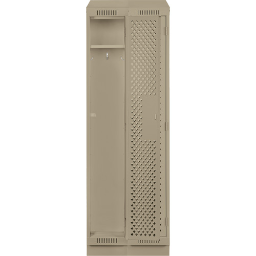 Clean Line Lockers, Bank of 2, 24" x 18" x 82", Steel, Beige, Rivet (Assembled), Perforated Action Paper