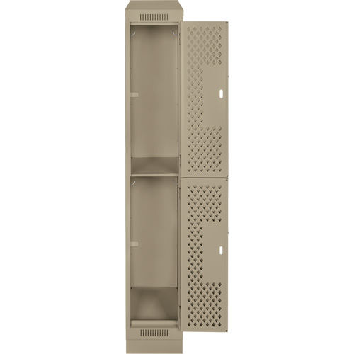 Casiers Clean Line, 2 niveaux, 12" x 15" x 82", Acier, Beige, Rivet (assembl&eacute;), Perfor&eacute; Action Paper