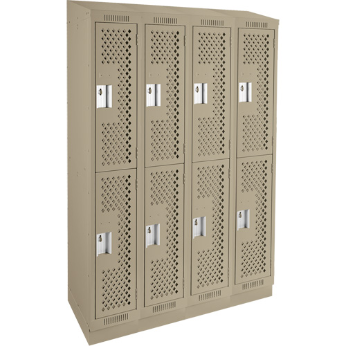 Clean Line Lockers, 2 -tier, Bank of 4, 48" x 15" x 82", Steel, Beige, Rivet (Assembled), Perforated Action Paper