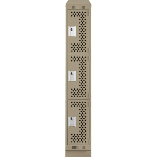 Casiers Clean Line, 3 niveaux, 12" x 18" x 82", Acier, Beige, Rivet (assembl&eacute;), Perfor&eacute; Action Paper