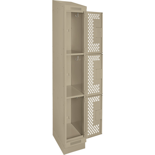 Casiers Clean Line, 3 niveaux, 12" x 18" x 82", Acier, Beige, Rivet (assembl&eacute;), Perfor&eacute; Action Paper