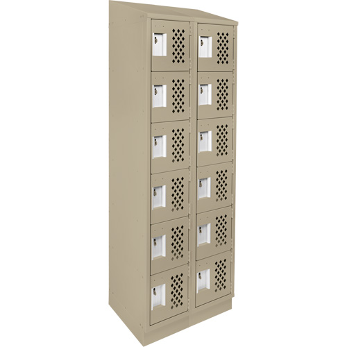 Assembled Lockerettes Clean Line Perforated Economy Lockers, 6 -tier, Bank of 2, 18" x 72" x 12", Steel Action Paper
